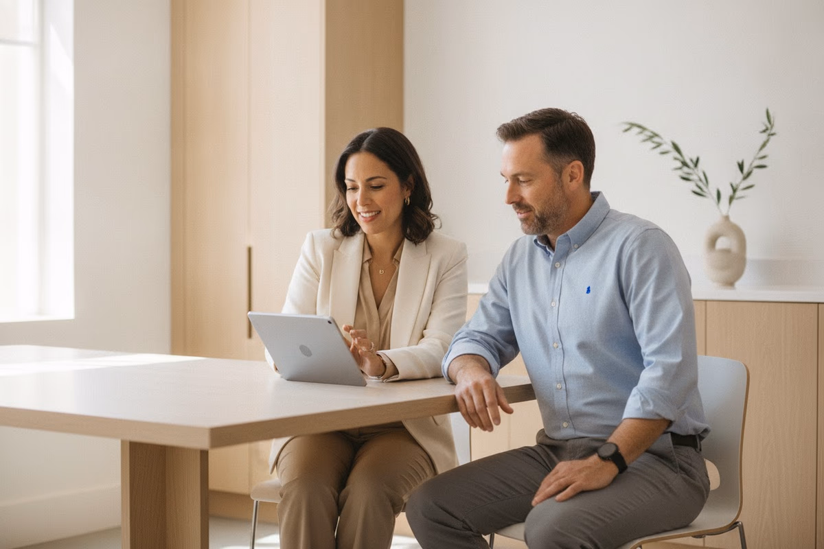An Allora physician reviewing lab results with a patient